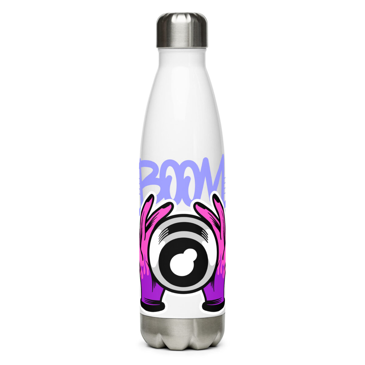 stainless steel water bottle white 17oz front 6499b699818b3