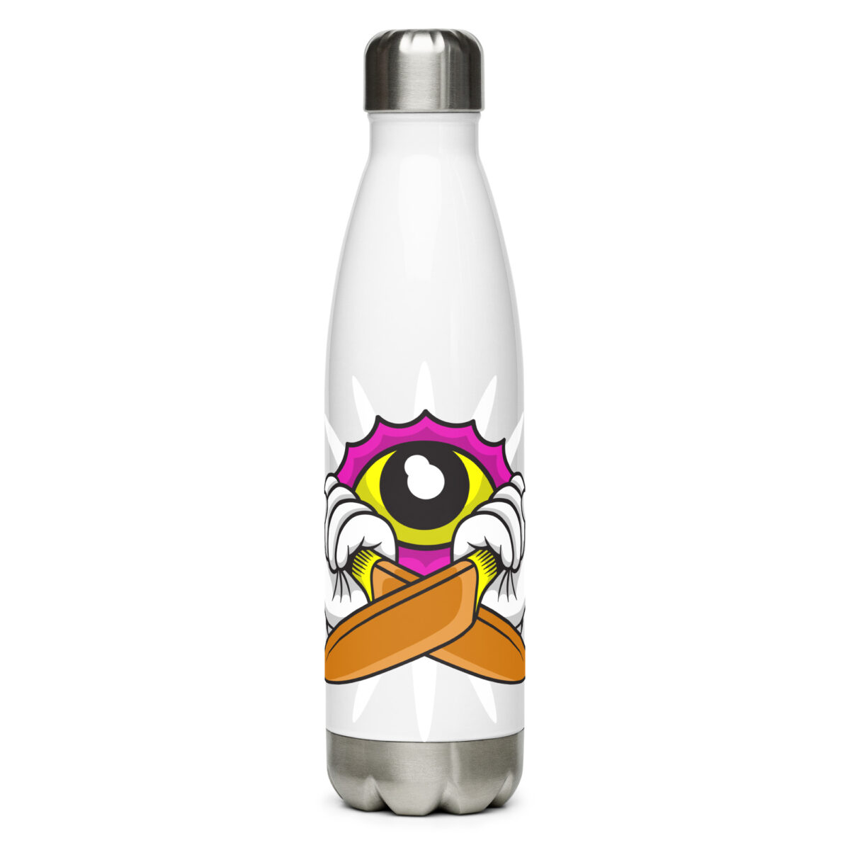 stainless steel water bottle white 17oz front 6499bee4cbd01