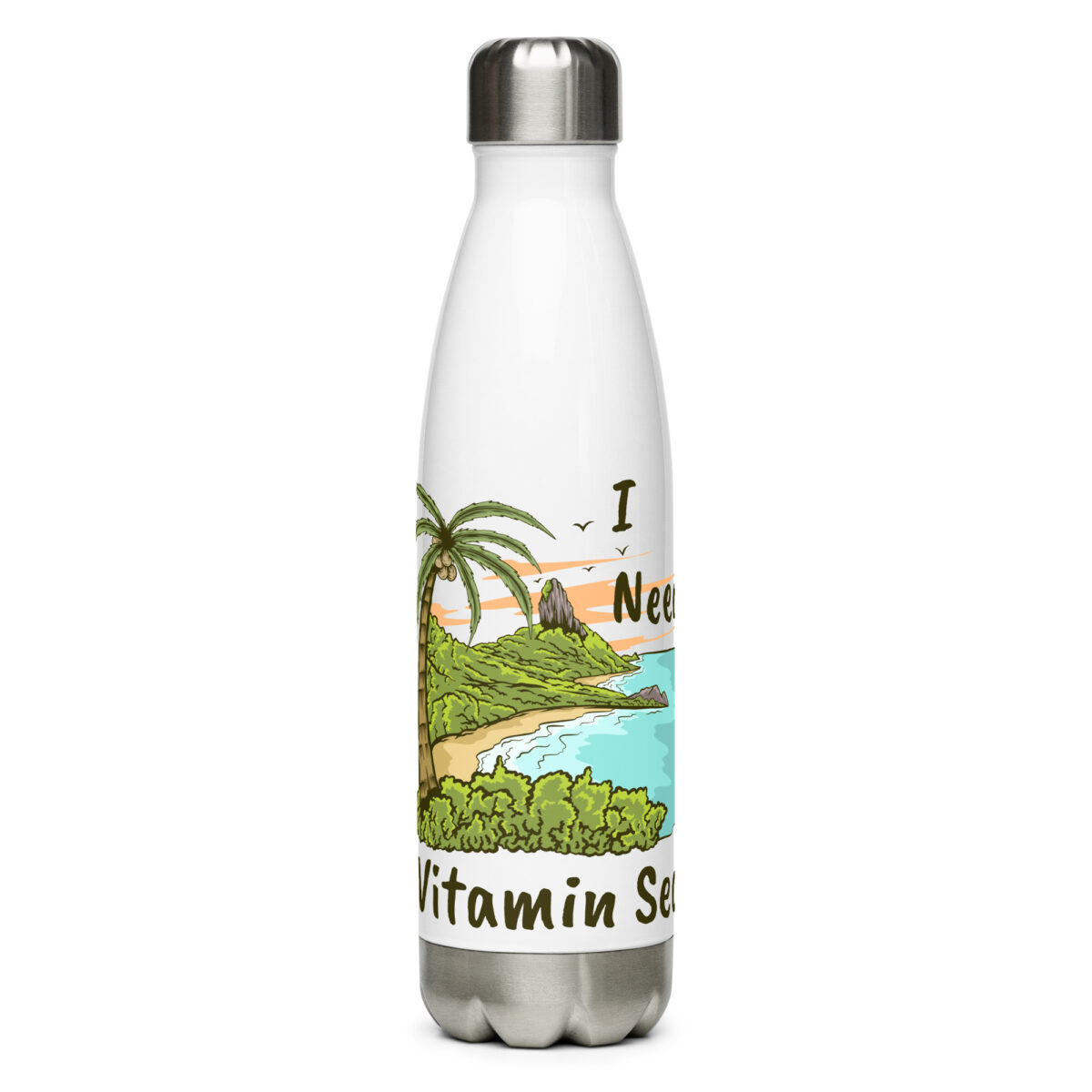 stainless steel water bottle white 17oz front 649dac3ba3d6f