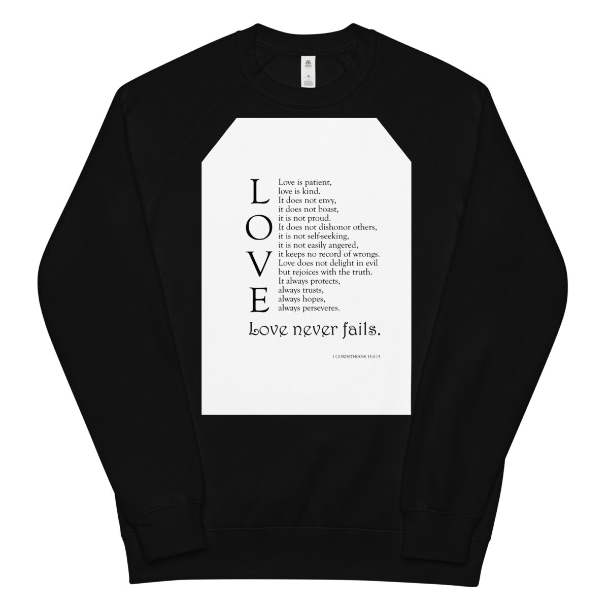 unisex raglan sweatshirt black front 648c929210c96