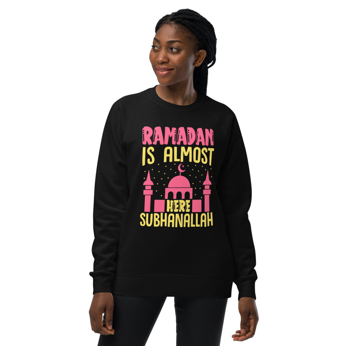 unisex raglan sweatshirt black front 648da3cec0479