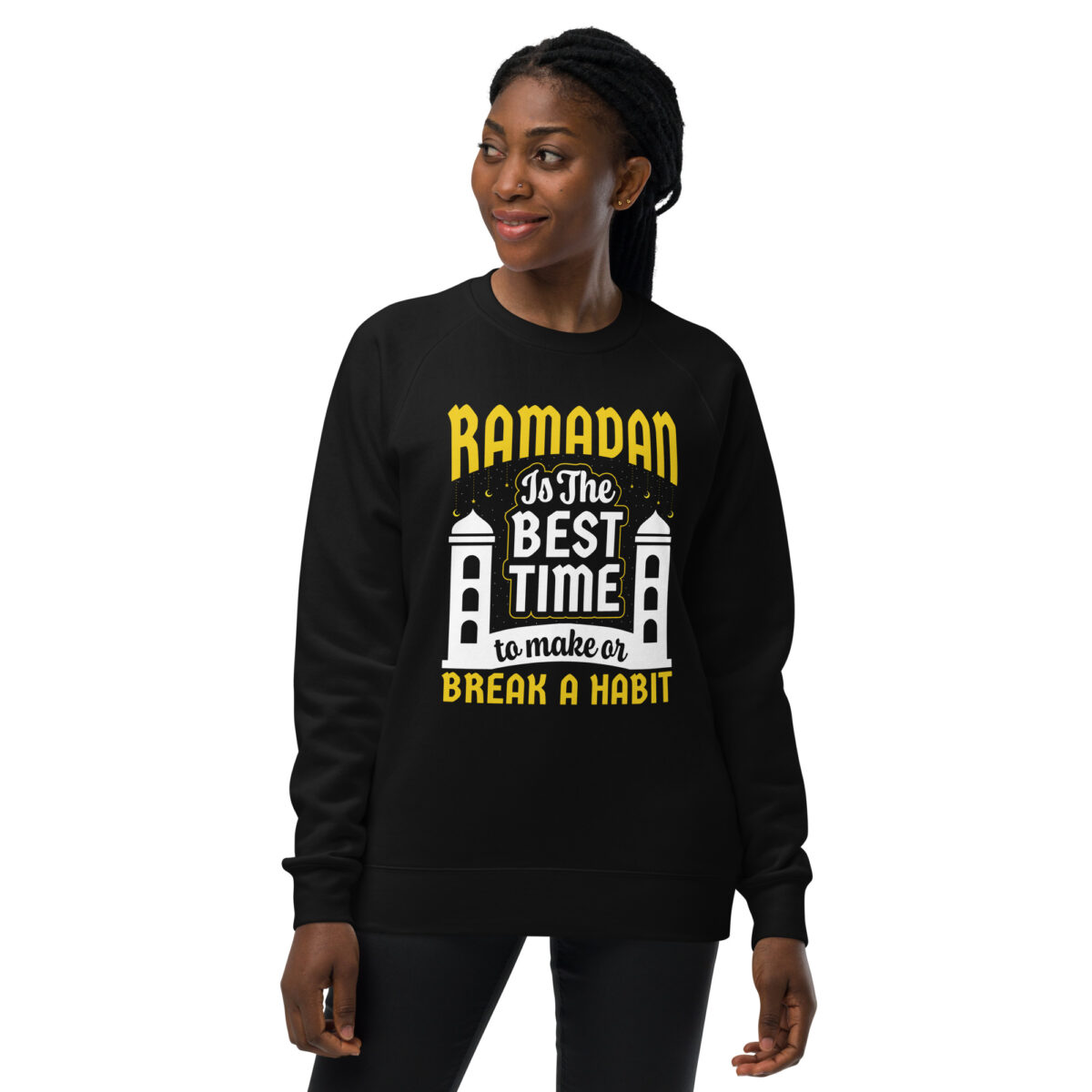 unisex raglan sweatshirt black front 648da4d5b5a01