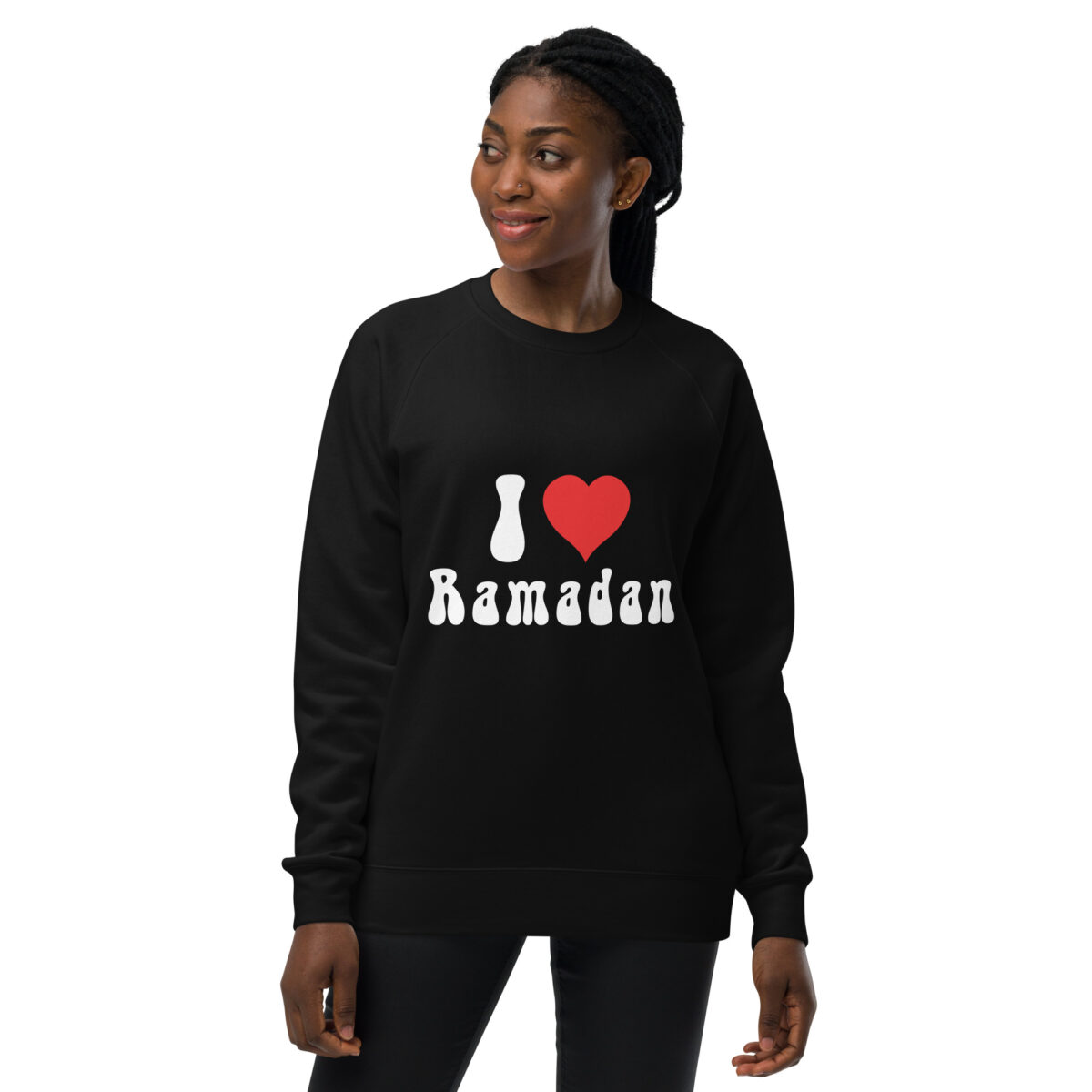 unisex raglan sweatshirt black front 648daaed84270