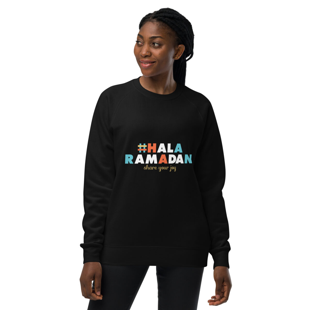 unisex raglan sweatshirt black front 648dac7373f67