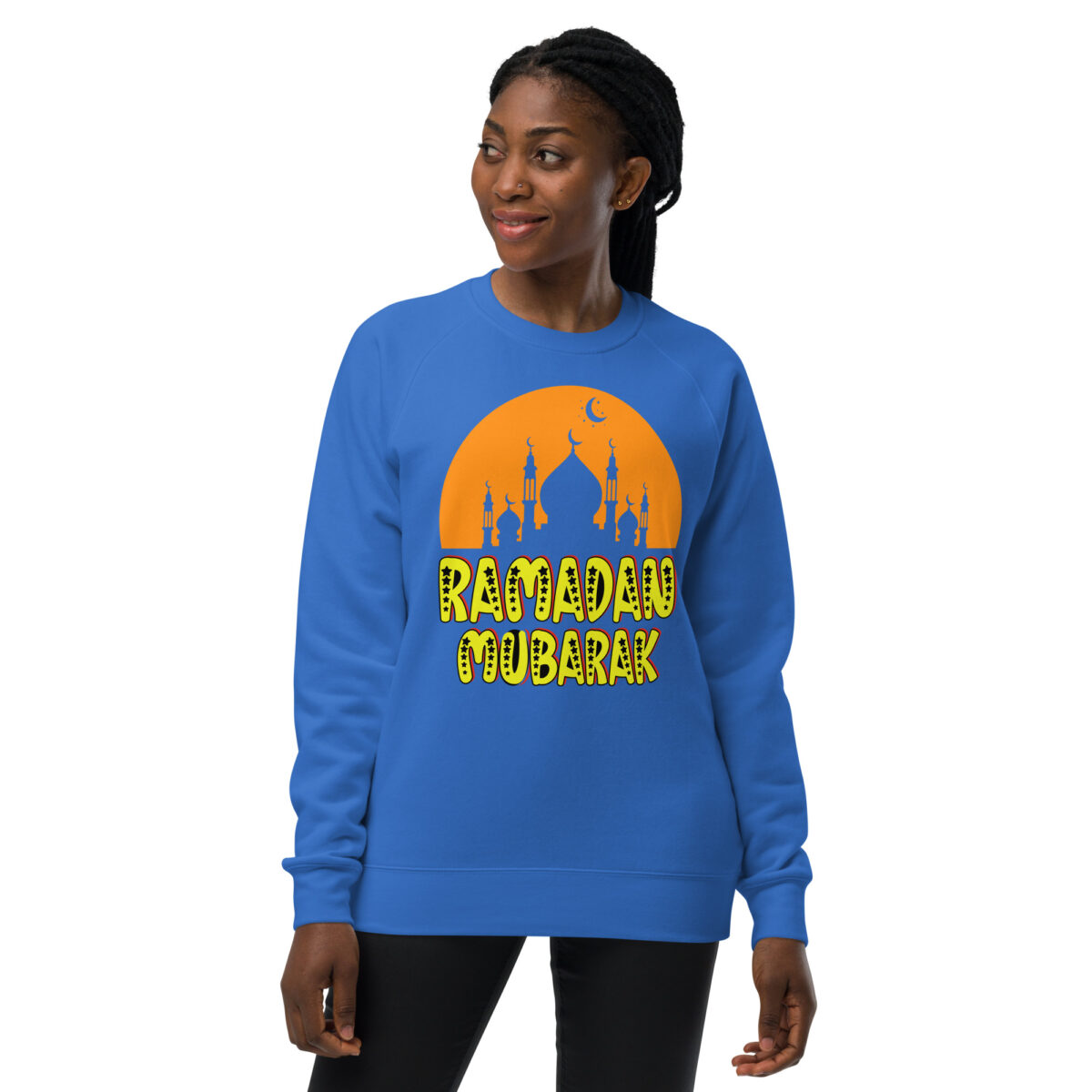 unisex raglan sweatshirt bright royal front 648d930d63fc7