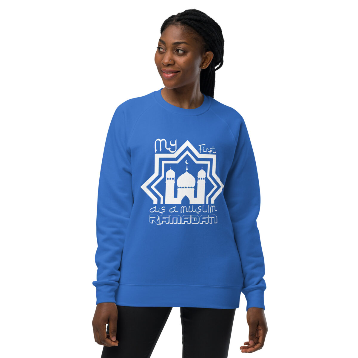 unisex raglan sweatshirt bright royal front 648da621a226c