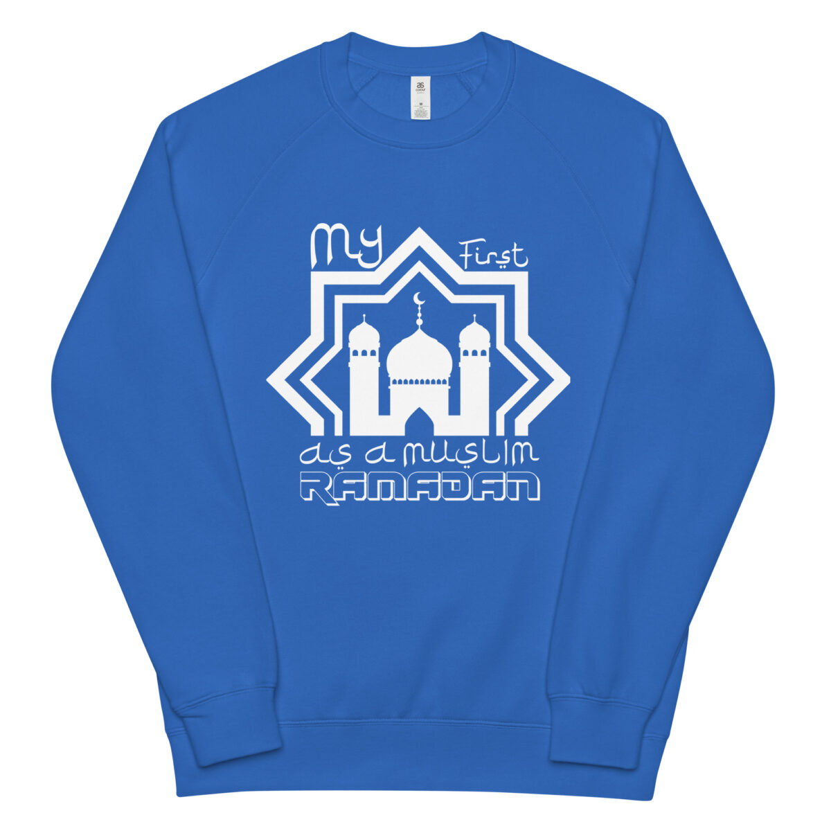 unisex raglan sweatshirt bright royal front 648da621a2332