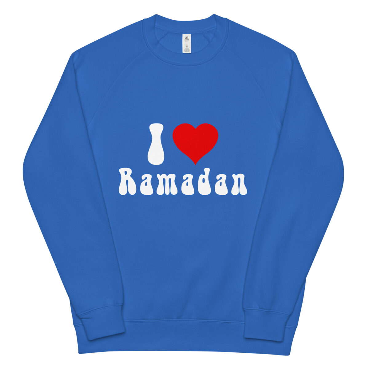 unisex raglan sweatshirt bright royal front 648daaed83021