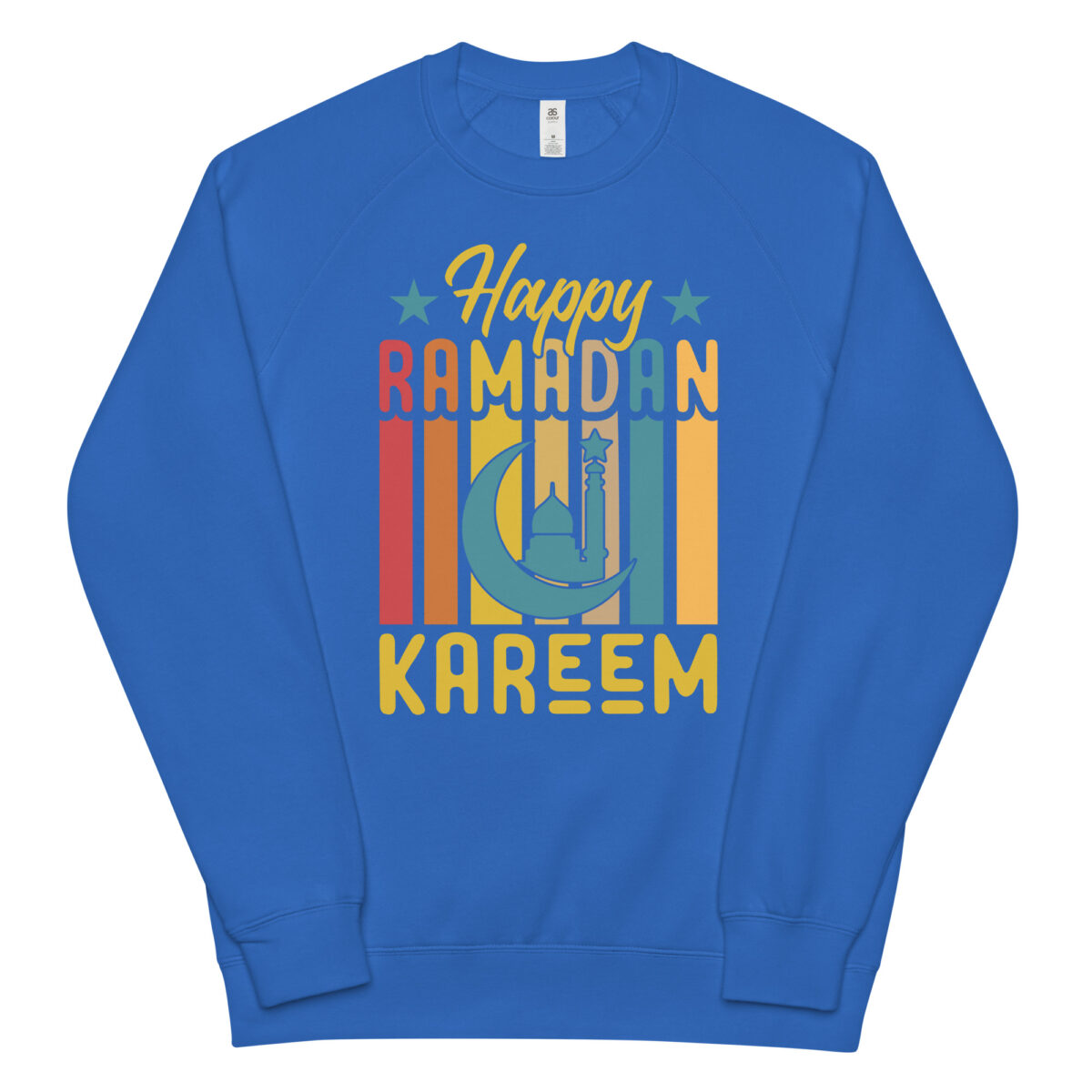 unisex raglan sweatshirt bright royal front 648dab9006ff9