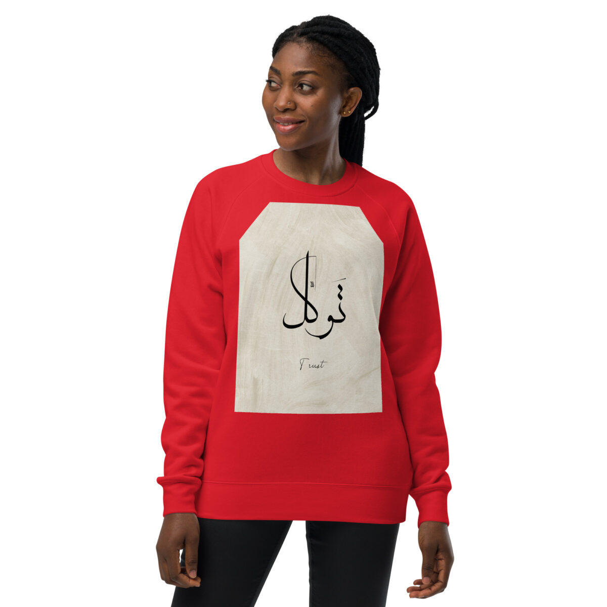 unisex raglan sweatshirt red front 648c7be180f7a