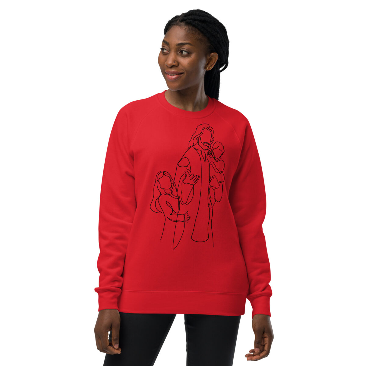 unisex raglan sweatshirt red front 648c959dae4d0