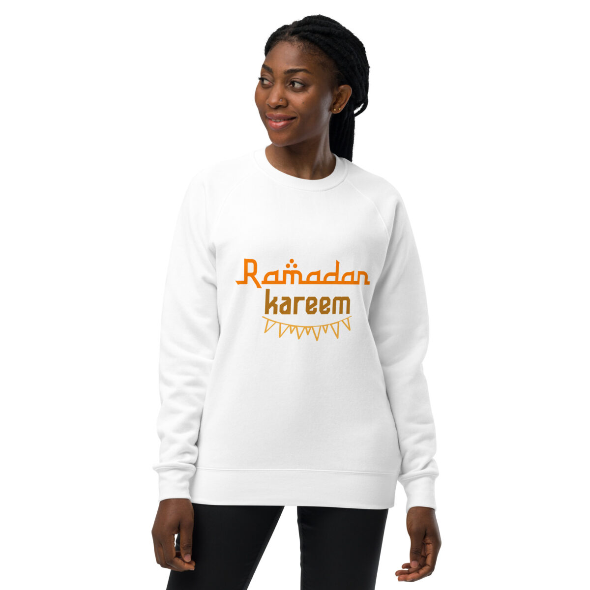 unisex raglan sweatshirt white front 648da2f551362