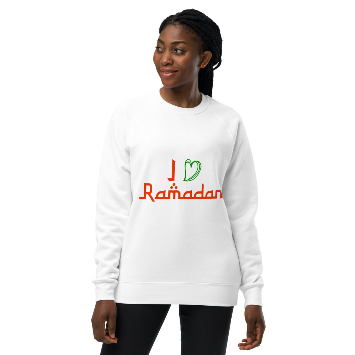 unisex raglan sweatshirt white front 648daa935c963