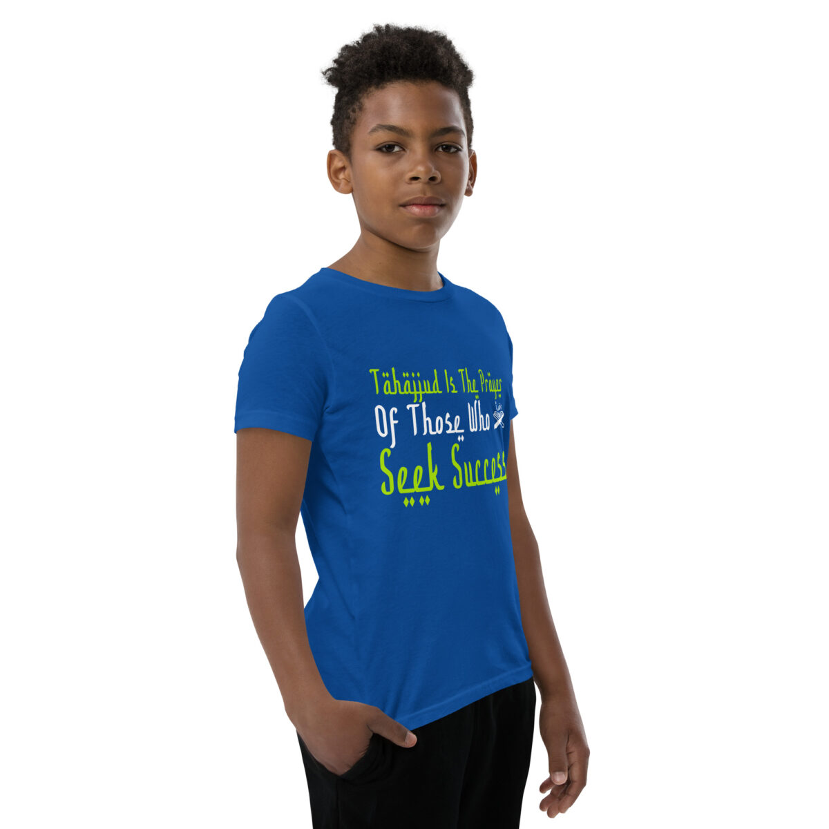 youth staple tee true royal right front 64904906b5339