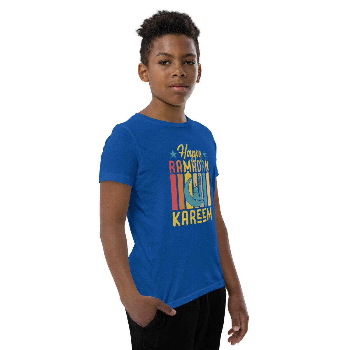 youth staple tee true royal right front 649085511bbe1