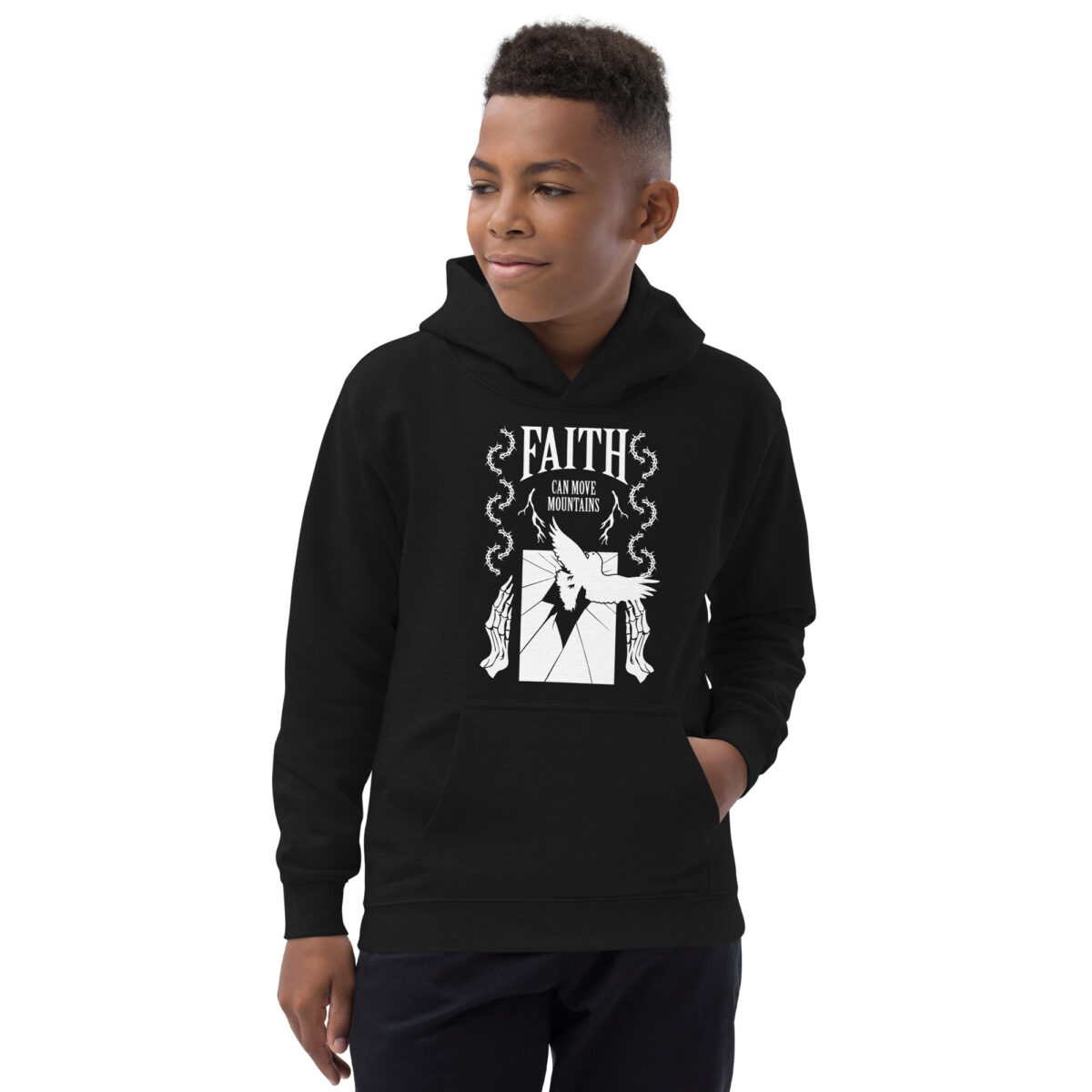 kids hoodie jet black front 64c2865593a85