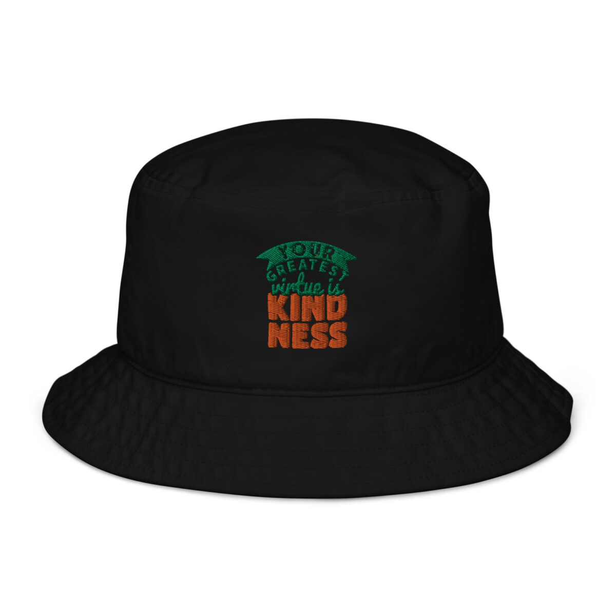 organic bucket hat black front 64a4fd4832019