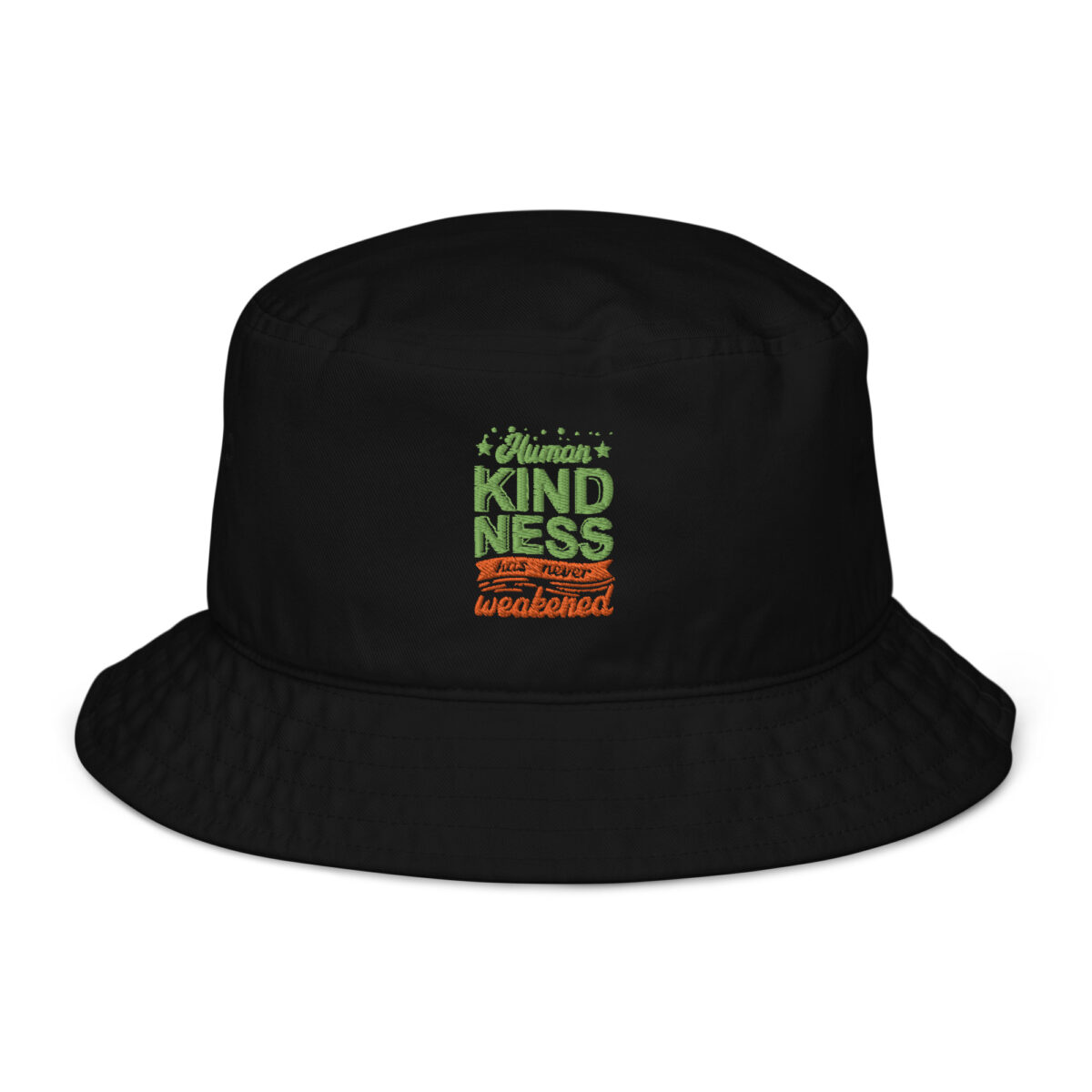 organic bucket hat black front 64a5382685742