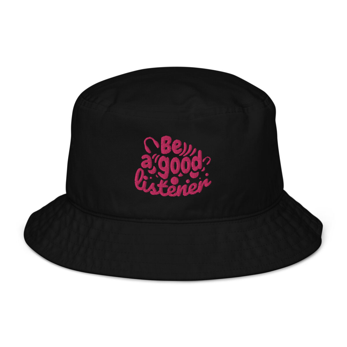 organic bucket hat black front 64a56137ce9e5