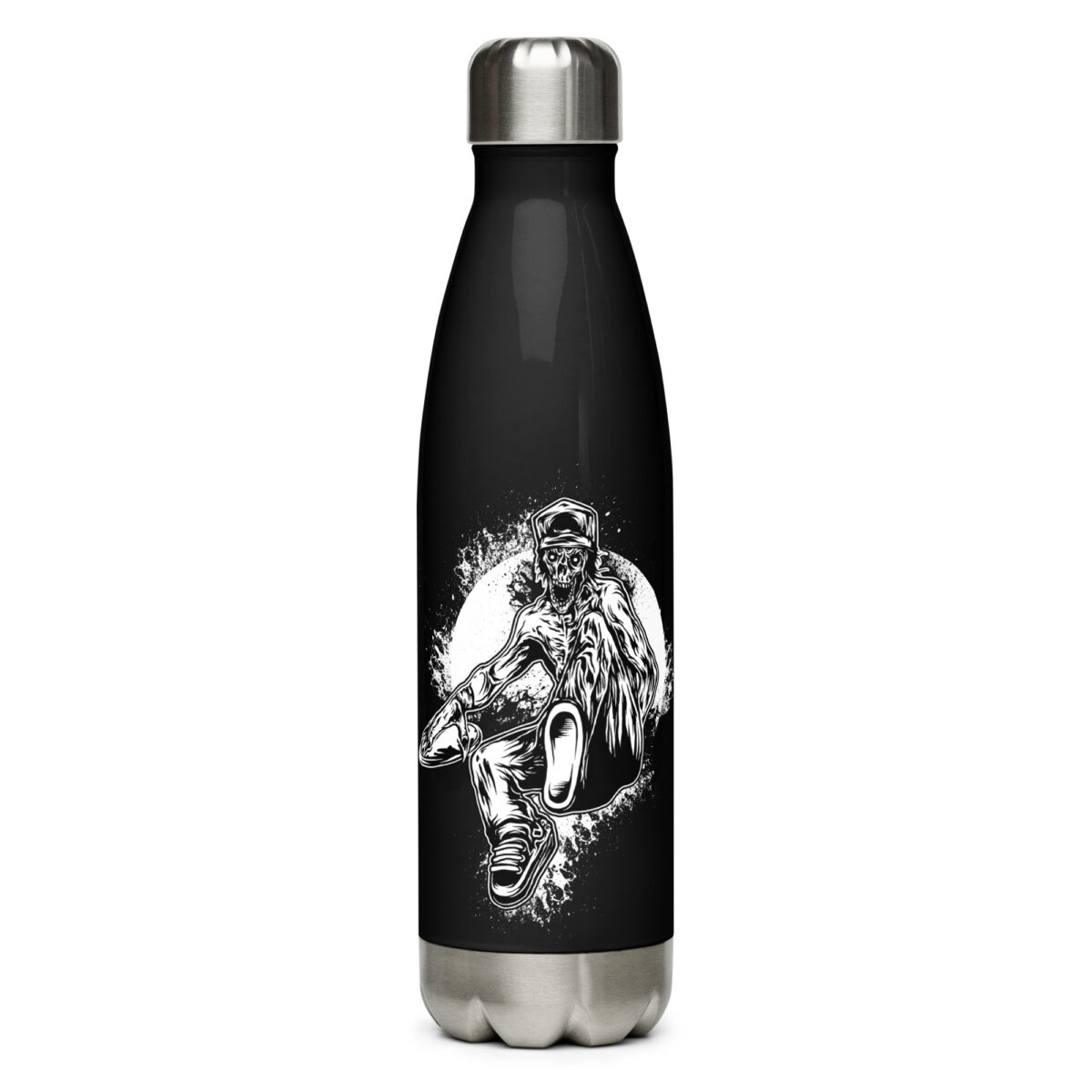 stainless steel water bottle black 17oz front 64a2c80fc0689