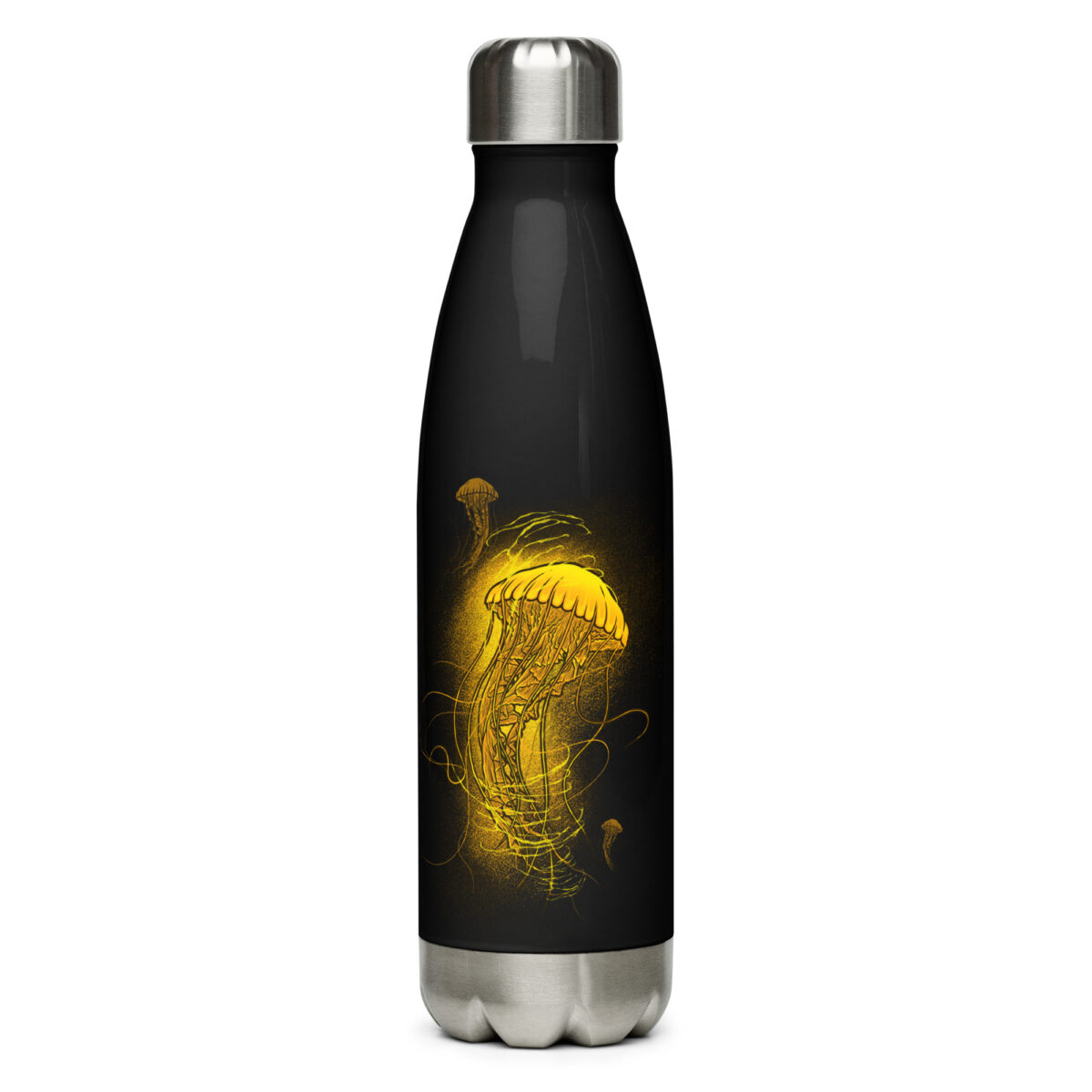 stainless steel water bottle black 17oz front 64a2eeceb31c3