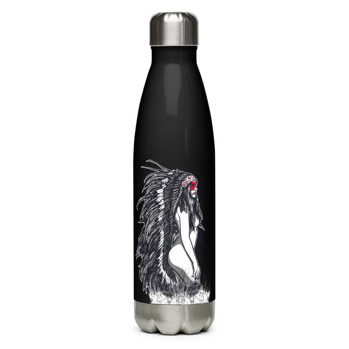 stainless steel water bottle black 17oz front 64a2f0aac75de