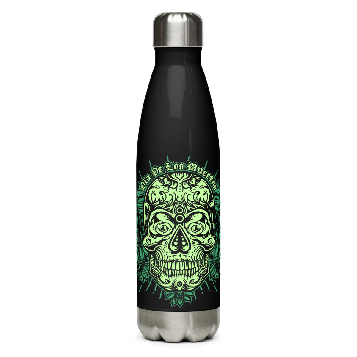 stainless steel water bottle black 17oz front 64a2fcba32285