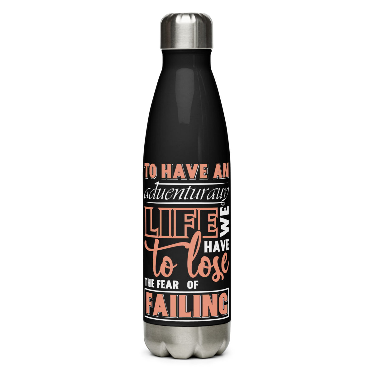 stainless steel water bottle black 17oz front 64a40a648f049