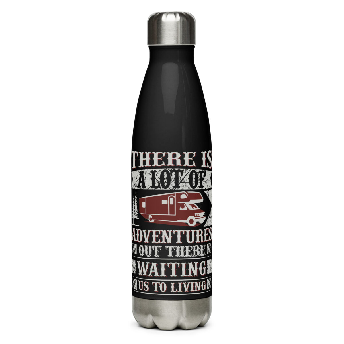 stainless steel water bottle black 17oz front 64a40bc34315a