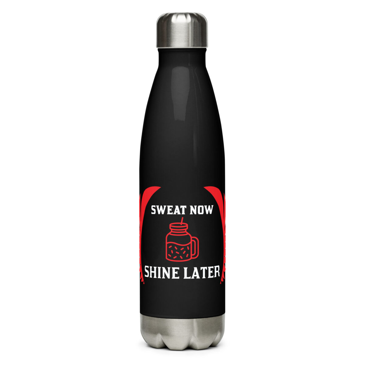 stainless steel water bottle black 17oz front 64a56c9e9cf84