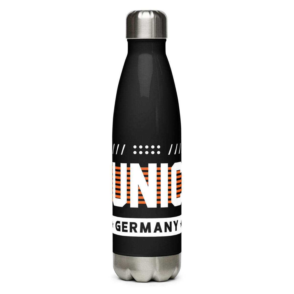 stainless steel water bottle black 17oz front 64a696ffacddc