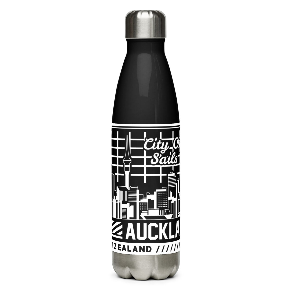 stainless steel water bottle black 17oz front 64a6b47e7e94e