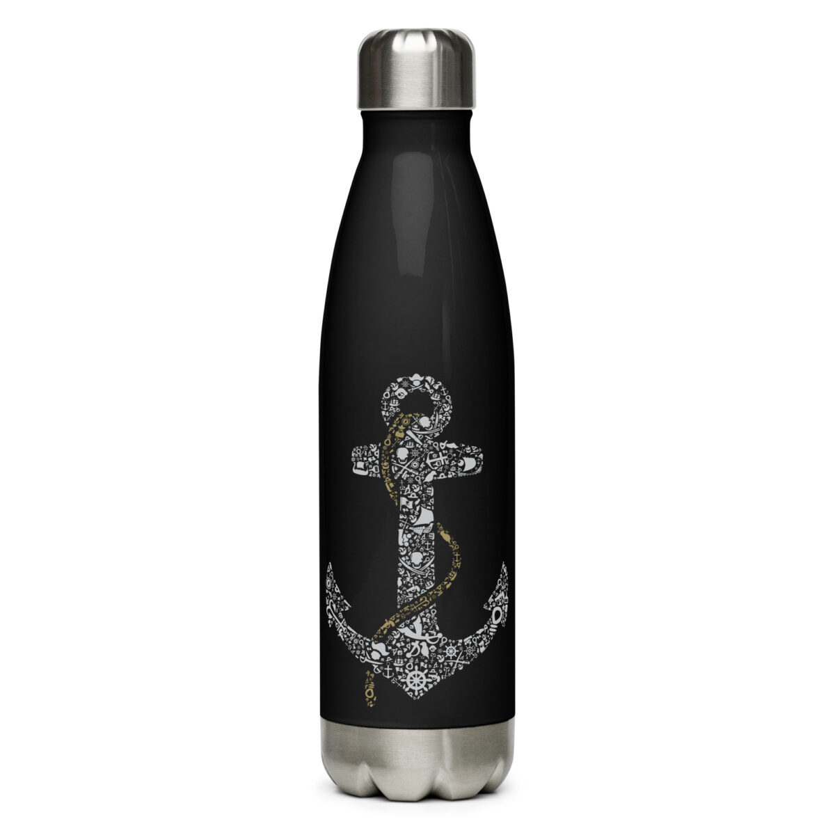 stainless steel water bottle black 17oz front 64abef9fd8557