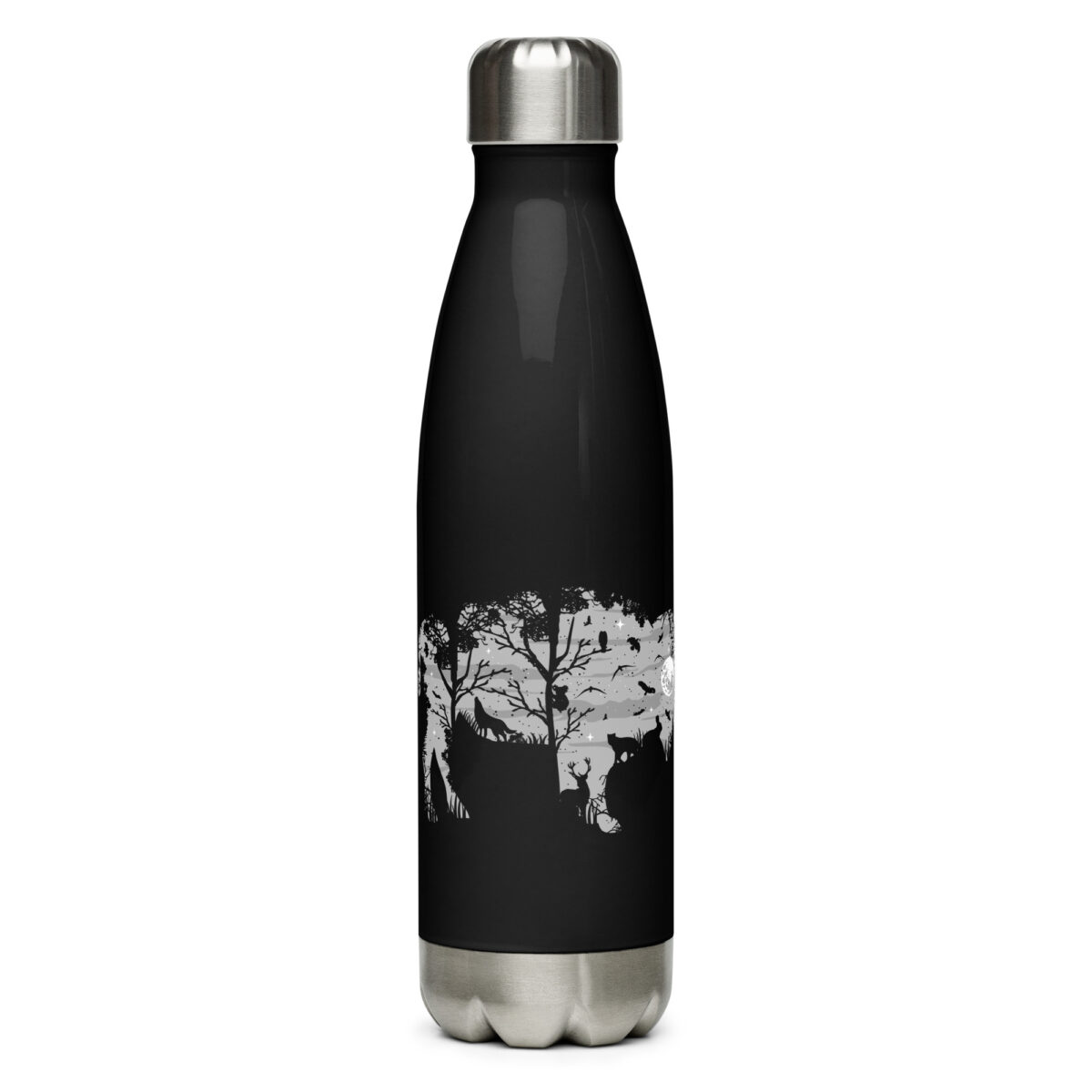 stainless steel water bottle black 17oz front 64abf27d5df2f