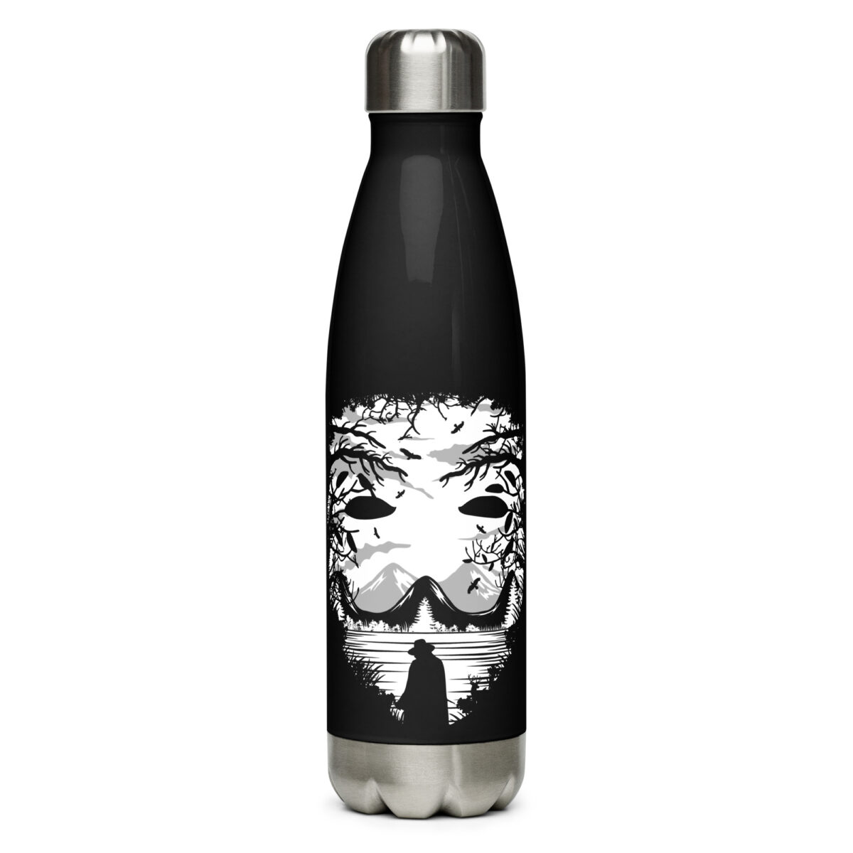 stainless steel water bottle black 17oz front 64abf5db4a480