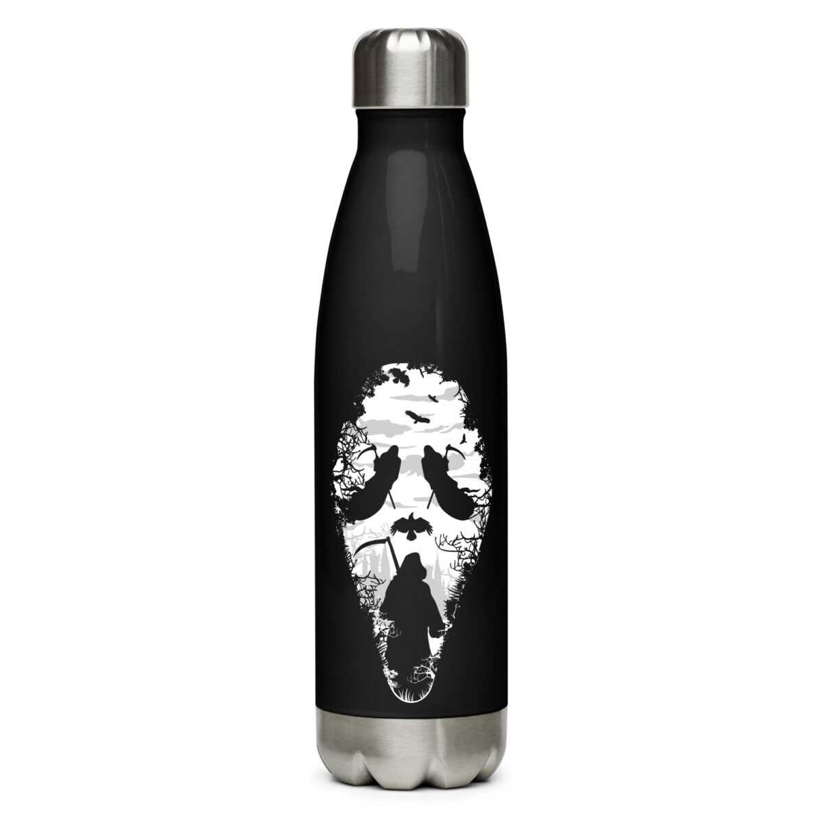 stainless steel water bottle black 17oz front 64abfebb484f8