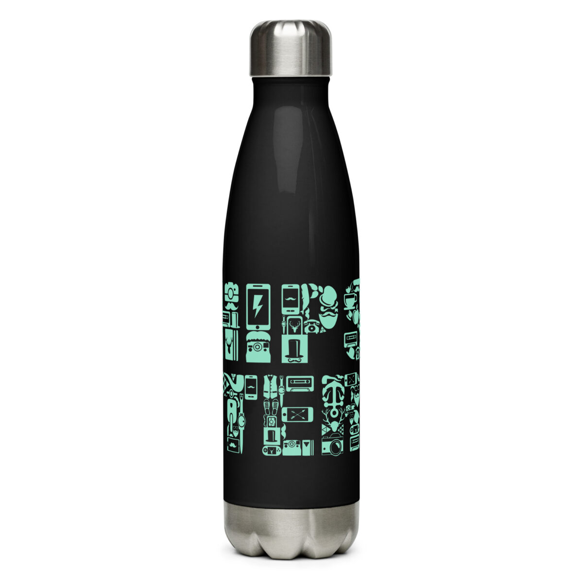 stainless steel water bottle black 17oz front 64ac0670273ea