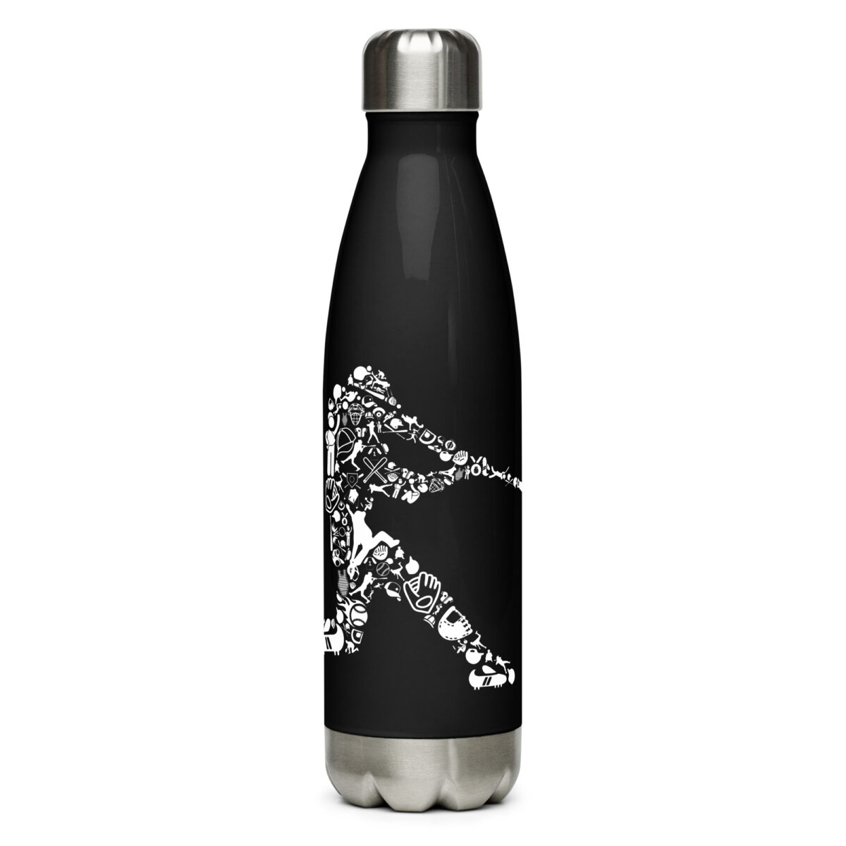 stainless steel water bottle black 17oz front 64ac374324036