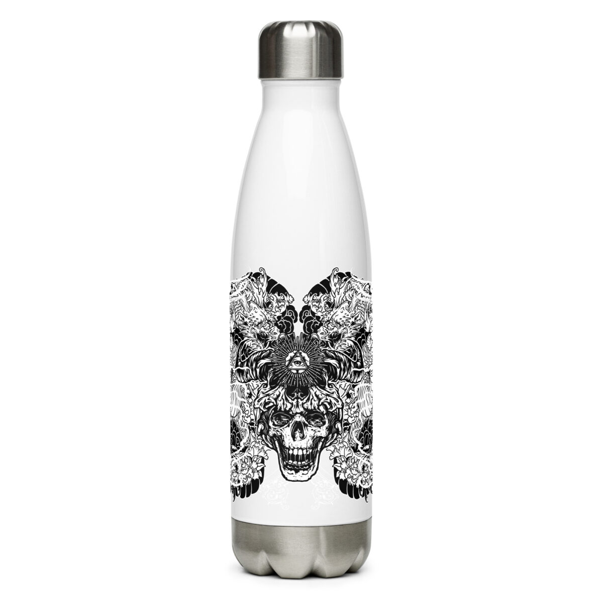 stainless steel water bottle white 17oz front 64a2efce87bda