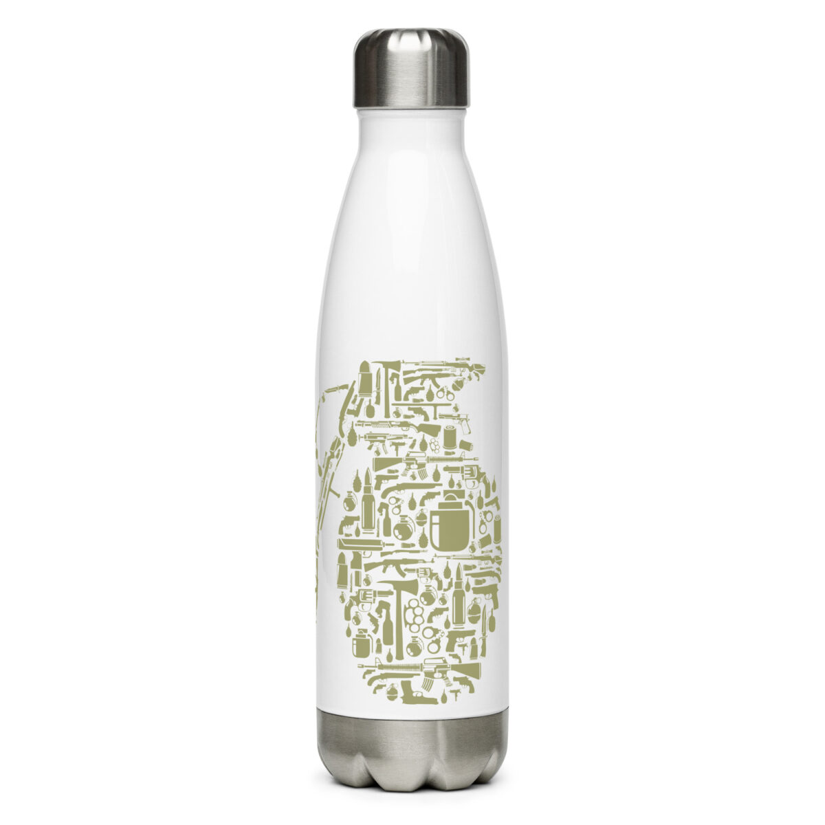 stainless steel water bottle white 17oz front 64ac085a5fb9d