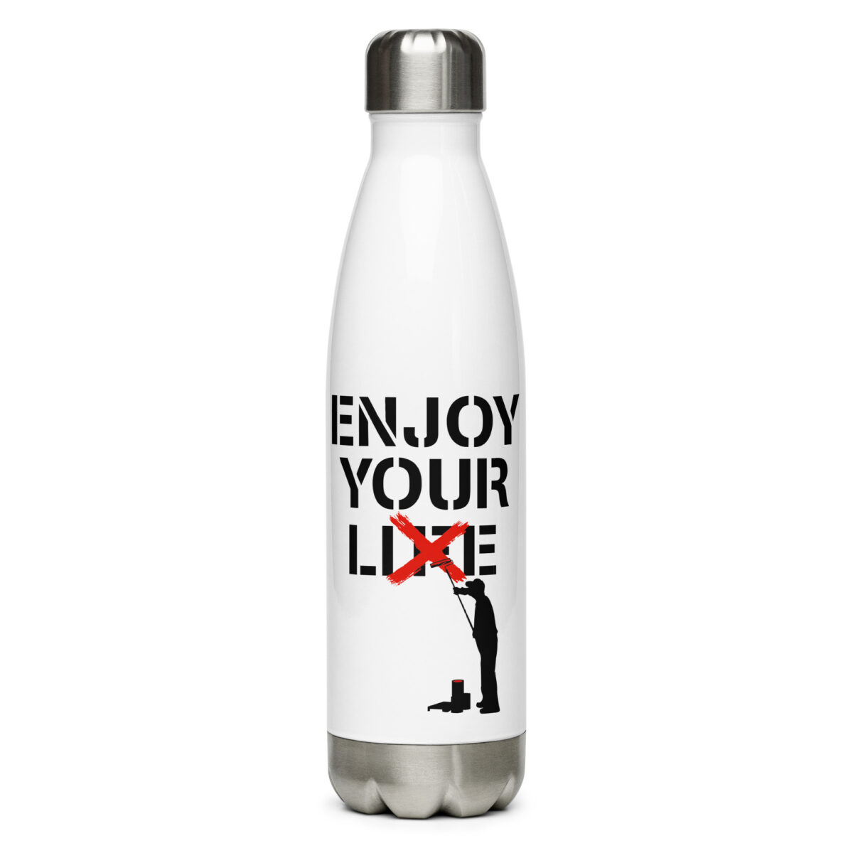 stainless steel water bottle white 17oz front 64ac289457571