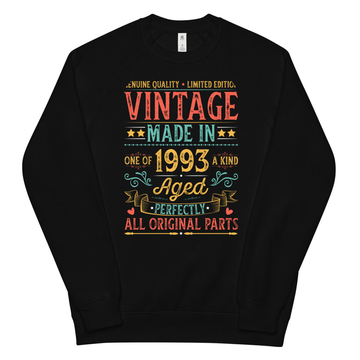 unisex raglan sweatshirt black front 64b538364f2b1