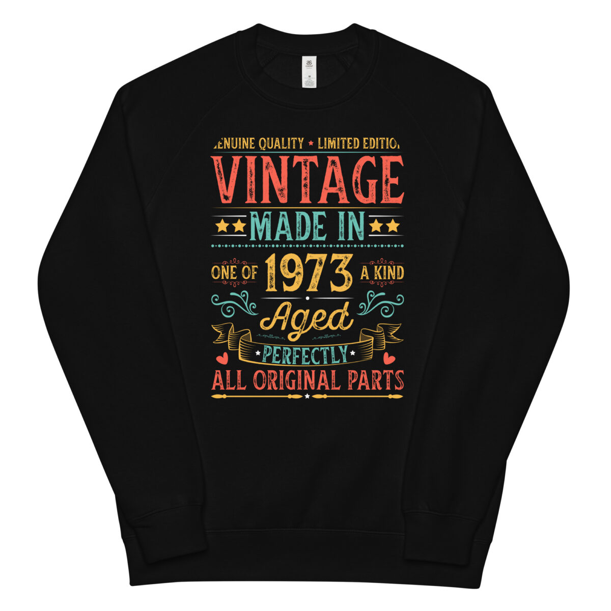 unisex raglan sweatshirt black front 64b53892ee84a