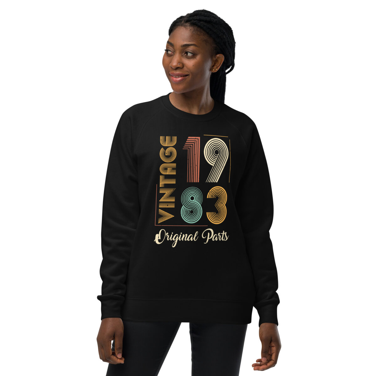 unisex raglan sweatshirt black front 64b539dfdee78