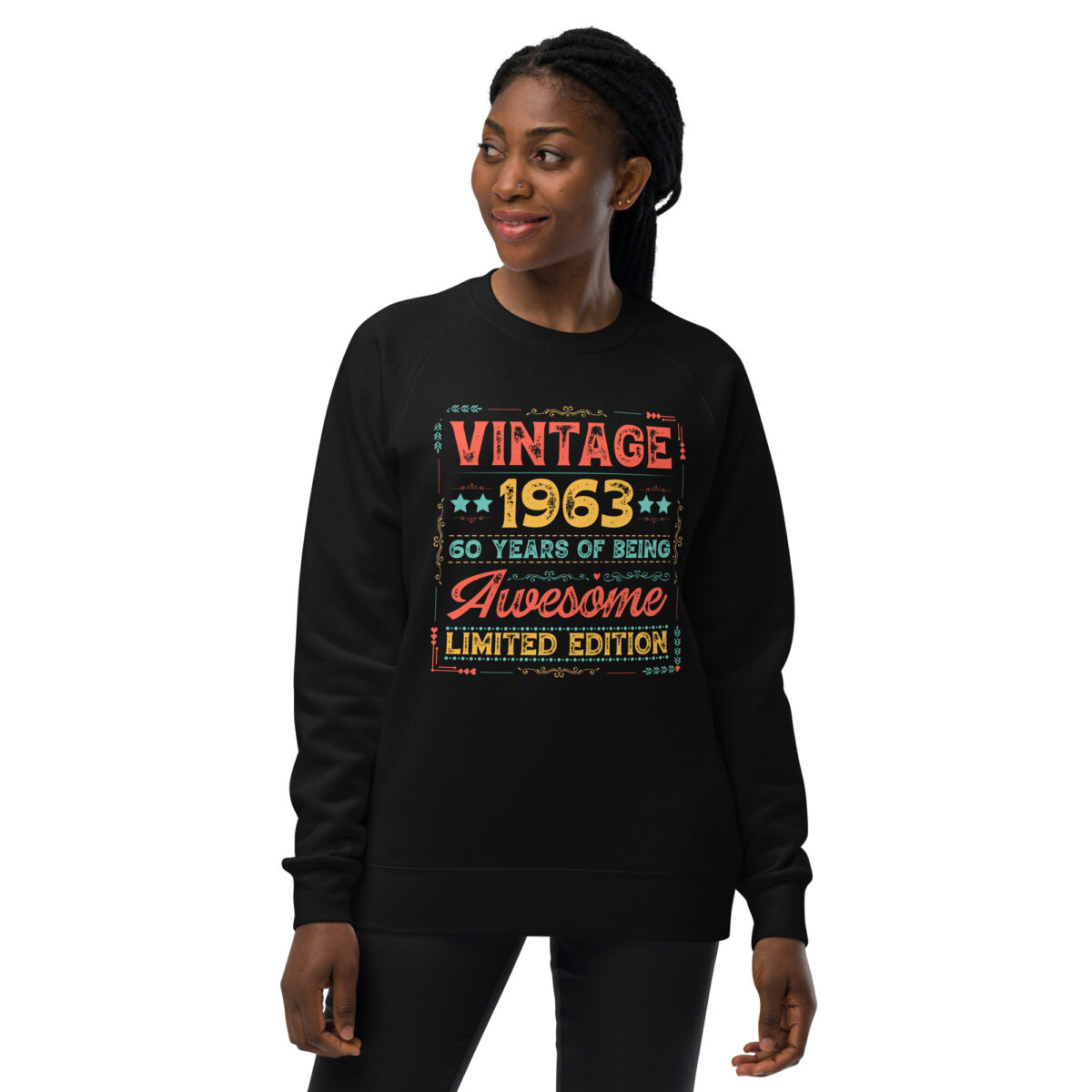 unisex raglan sweatshirt black front 64b53a54163a5