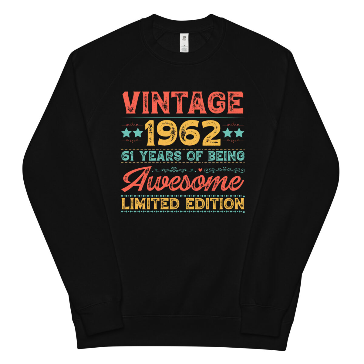 unisex raglan sweatshirt black front 64b53aa3d0579