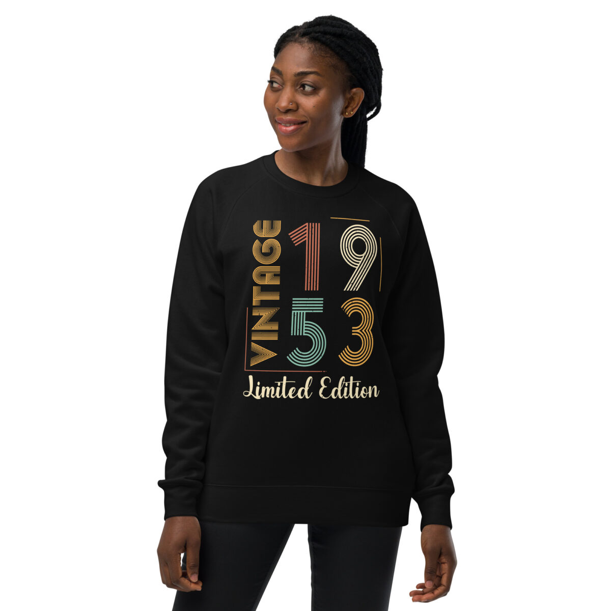 unisex raglan sweatshirt black front 64b53b118bfd2