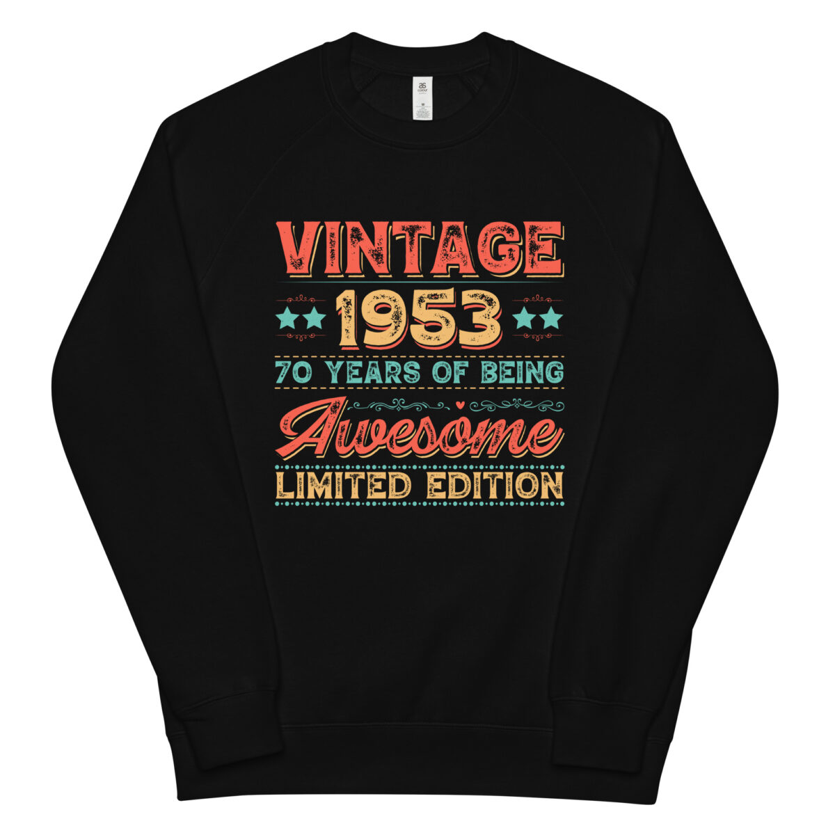 unisex raglan sweatshirt black front 64b53b8daef74