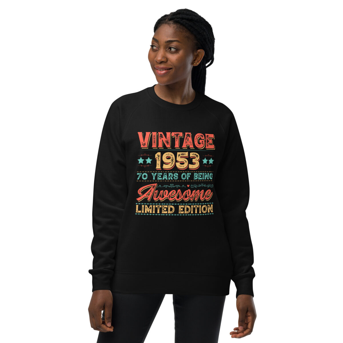 unisex raglan sweatshirt black front 64b53b8db1e4c