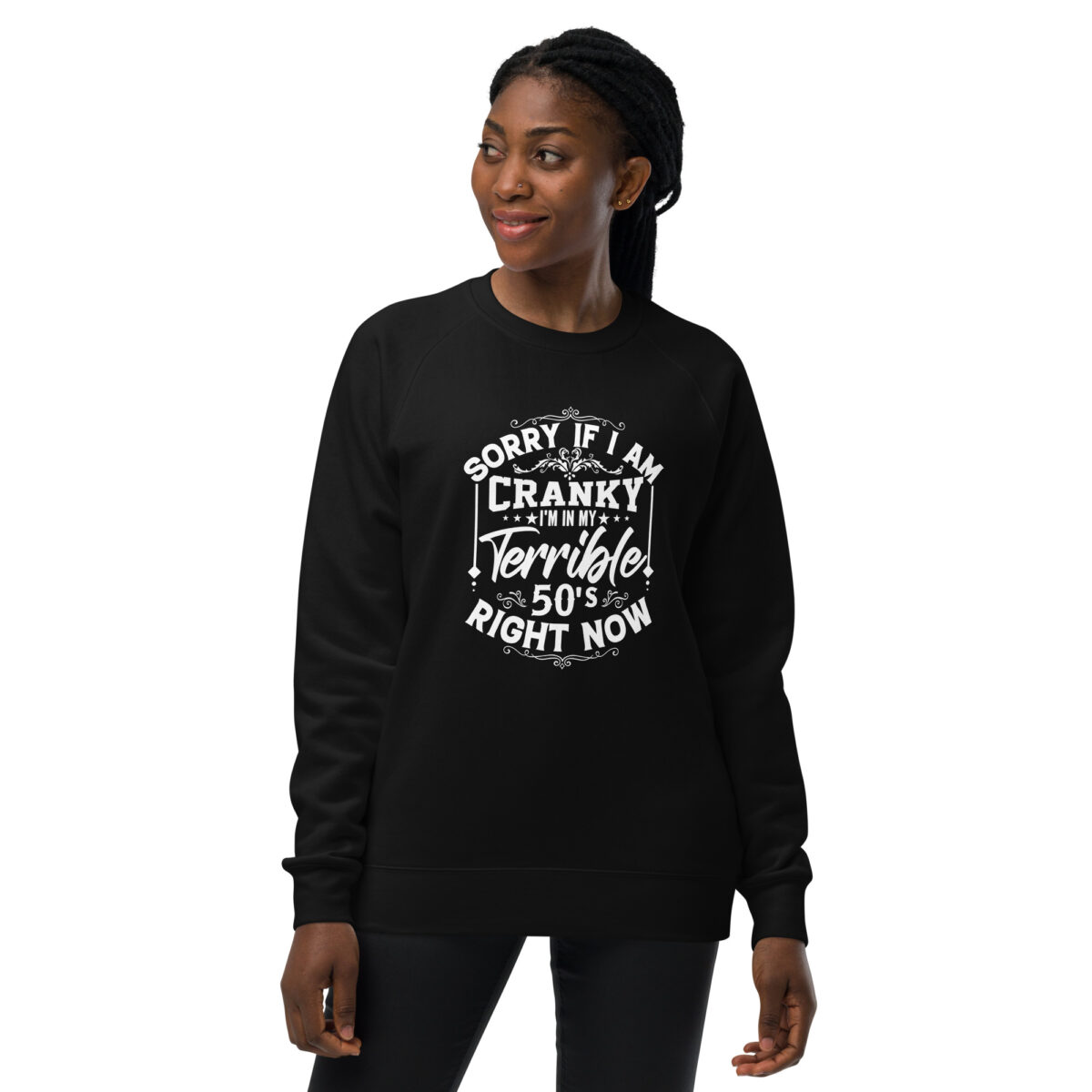 unisex raglan sweatshirt black front 64b540f36b2b4